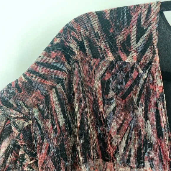 IRO NWT Buoux Metallic Print Ruffle V Neck Mini A Line Dress Black Fushia 38 New - Picture 4 of 11